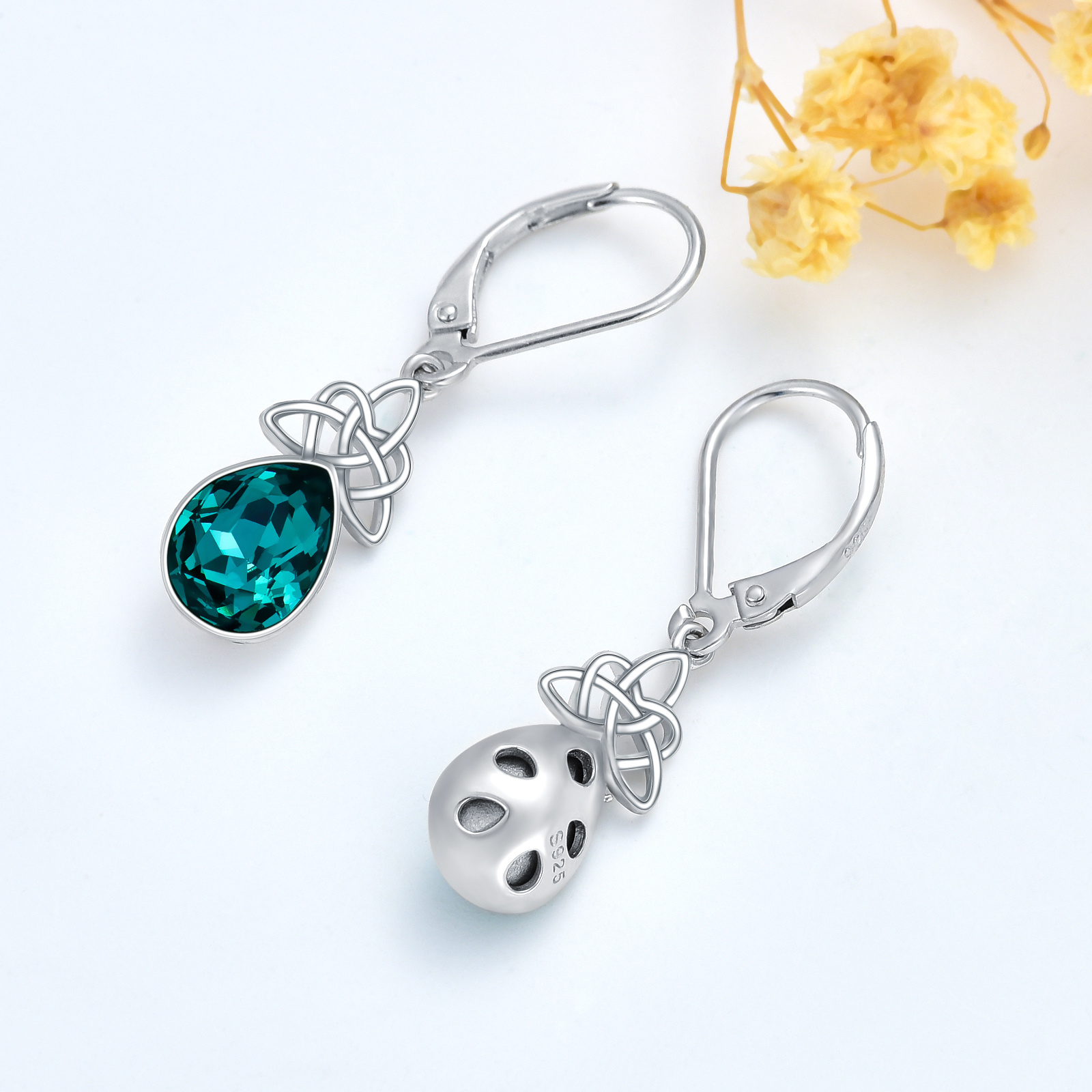 Women's Valentines Day Celtic Knot Dangle Earrings, 925 Silver